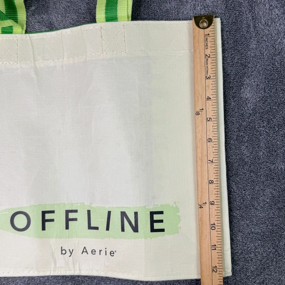 OFFLINE by Aerie Green Cream Reusable Tote Bag Recycled Plastic 2071-900
